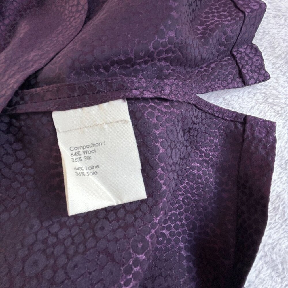 3.1 Phillip Lim Womens Wool Silk Short Sleeve Top Metallic Neck Size 6 Purple - Picture 4 of 9